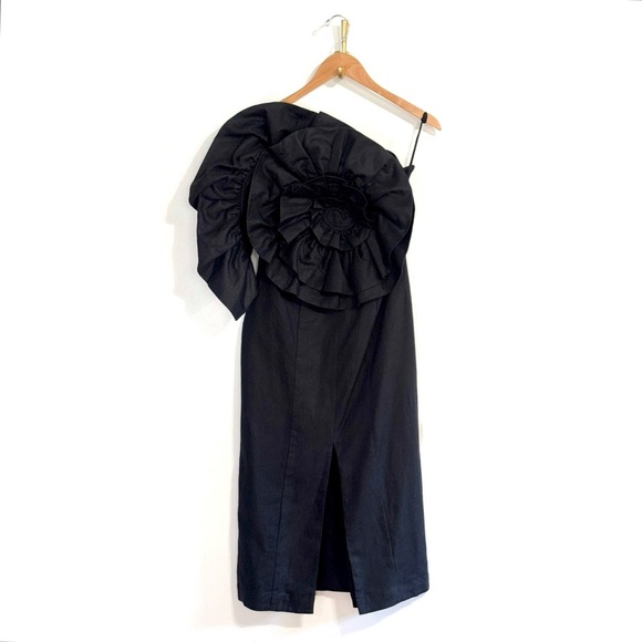 NWT Mara Hoffman Midi Linen-Blend Floral Long-Sleeve Valeria Dress - Picture 2 of 7